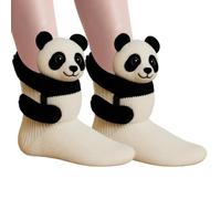 TQEBWUS 1 paire de chaussettes d'hiver en tricot 3D avec motifs d'animaux, chaussettes amusantes, chaussettes amusantes pour animaux, crochet à la main, double couche, Forme panda, 0 Mois