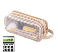 TQEBWUS 9.5x22.5x7.5cm Trousse À Crayon en Maille, Poche Pratique À Fermeture Éclair, Sac À Stylo Multifonction Portable avec 2 Compartiments, Sac À Crayons Multifonctions Portable pour Adolescents