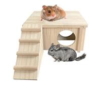 TQEBWUS Accessoires pour Cage à Hamster, cachette en Bois pour Hamster | Décor d’échelle d’Escalade - Maison d'habitat cachée en Bois à Deux Chambres pour Hamster, Hamster Nain, Hamster Gerbille