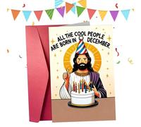 TQEBWUS Anniversaire Jésus Carte,Hilarante Carte de Blague avec Enveloppe - Hommes Femmes D'Anniversaire Religieuse | pour Adultes Famille Amis Maman Papa Collègue