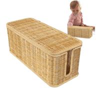 TQEBWUS Boîte de rangement - 2 fentes ouvertes - Gestion des câbles tressée à la main - Avec couvercle - Pour connexions de câbles externes - Bureau TV - Armoire