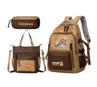 TQEBWUS Capybara Sac à dos d'écolier, sac à dos fille avec trousse et sac de transport - Sac à dos esthétique pour ordinateur portable pour les voyages, la vie quotidienne, les étudiants, l'école, les