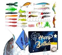 TQEBWUS Kit de Leurres,Coffret de Leurres de Pêche Réalistes - Appâts Festifs pour Pêcheur - pour Pêche Eau Salée/Douce, Poisson-Chat, Saumon, Doré, Bateau, Lac, Cadeau Papa, Pêcheur,