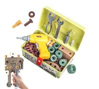 TQEBWUS Perceuse pour Tout-Petits,Jouets Pédagogiques pour Perceuse Et Outils,Ensemble De Boîte À Outils Réaliste - pour Garçons Filles Tout-Petits Construction Noël Anniversaire Table
