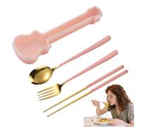 TQEBWUS Set de couverts de service, couverts en acier inoxydable - Accessoires de cuisine compacts avec baguettes, cuillères et fourchettes - Pour restaurant, dîner et sociétés