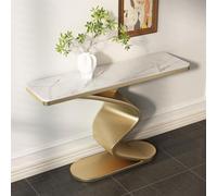 Tqertrtfxa avec Support métallique derrière Le canapé,Console d'entrée Moderne Haut de Gamme et Minimaliste Panneau en Pierre, Meuble Salon ou Console(G,120 * 30 * 80cm/47.2 * 11.8 * 31.5in)