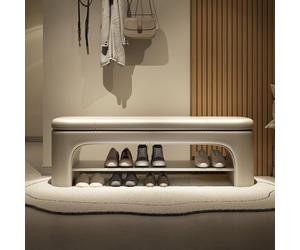 Tqertrtfxa Ce Pouf rembourré avec Rangement intégré est Un Banc Ottoman Multifonctionnel. en Cuir Convient Parfaitement au Pied du lit dans la Chambre, Salon ou à l'entrée(Off-White,80cm/31.5in)