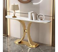 Tqertrtfxa Console Minimaliste Moderne/à Placer derrière Un canapé,d'entrée avec Espace de Rangement,Table pour Base en Faux marbre et métal Le(Gold A,100 * 30 * 80cm/39.4 * 11.8 * 31.5in)
