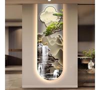 Tqertrtfxa Décoration Murale LED 3D,Applique décorative pour entrée et Couloir,Paysage Aquatique Moderne avec Arbres et rivière,Convient aux Salons, Chambres et Bureaux(C,33 * 100cm/13 * 39.4in)
