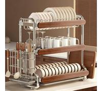 Tqertrtfxa Égouttoir à Vaisselle compartimenté en Acier Inoxydable de Grande capacité avec Tubes épais,égouttoir Cuisine Multifonctionnel pour Assiettes(Triple Layer)