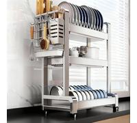 Tqertrtfxa Égouttoir à Vaisselle Double Trois Niveaux,Multifonctionnel,de Grande capacité en Acier Inoxydable 304,Servant également d'égouttoir Support Rangement pour Bols(54cm/21.3in,Triple Layer)