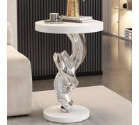 Tqertrtfxa Grand Objet décoratif à Poser sur Pied dans Le Salon,Placer côté d'un Meuble TV,canapé ou d'une Table Basse,Table d'appoint Ronde compacte,utilisable comme près du(Silver)
