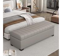 Tqertrtfxa Grand Placard à Chaussures intégré et dissimulé, Pouf de Rangement avec Grand Espace, Repose-Pieds en Cuir, Idéal pour Une Chambre, Un Salon ou Couloir(B,130cm/51.2in)