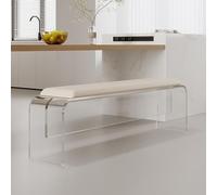 Tqertrtfxa Long Banc en Acrylique Transparent - Chaise de Salle à Manger Effet Flottant, Tabouret d'entrée pour se chausser, Pied lit Minimaliste(White,60cm/23.6in)
