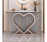 Tqertrtfxa Magnifique Structure rectangulaire en marbre/métal,Console de Salon Finition Antique avec piètement en Forme de cœur,Longue Table d'entrée Moderne en Ardoise(D,100cm/39.4in)