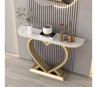 Tqertrtfxa Magnifique Structure rectangulaire en marbre/métal,Console de Salon Finition Antique avec piètement en Forme de cœur,Longue Table d'entrée Moderne en Ardoise(B,80cm/31.5in)