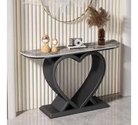 Tqertrtfxa Magnifique Structure rectangulaire en marbre/métal,Console de Salon Finition Antique avec piètement en Forme de cœur,Longue Table d'entrée Moderne en Ardoise(A,100cm/39.4in)