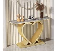 Tqertrtfxa Magnifique Structure rectangulaire en marbre/métal,Console de Salon Finition Antique avec piètement en Forme de cœur,Longue Table d'entrée Moderne en Ardoise(C,120cm/47.2in)