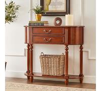 Tqertrtfxa Meuble de Couloir Mural Semi-Circulaire,Console d'entrée en Bois Massif,comptoir d'entrée,étagère de Rangement,Armoire à clés,Convient aux Salons,entrées(Light Walnut,120cm/47.2in)