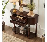 Tqertrtfxa Meuble de Couloir Mural Semi-Circulaire,Console d'entrée en Bois Massif,comptoir d'entrée,étagère de Rangement,Armoire à clés,Convient aux Salons,entrées(Dark Walnut,120cm/47.2in)