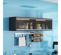 Tqertrtfxa Meuble de Rangement Mural pour Cuisine (étroit, Portes coulissantes),Étagère Suspendue Flottante pour la Chambre,Idéale pour décoration Murale du Salon et(Black,120cm/47.2in)