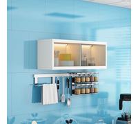 Tqertrtfxa Meuble de Rangement Mural pour Cuisine (étroit, Portes coulissantes),Étagère Suspendue Flottante pour la Chambre,Idéale pour décoration Murale du Salon et(White,80cm/31.5in)