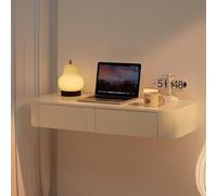 Tqertrtfxa Meuble-lavabo Suspendu Mural à Deux tiroirs, Coiffeuse en Bois Blanc crème, Unité de Rangement Grande capacité - Pratique et Fonctionnelle(80cm/31.5in)