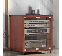 Tqertrtfxa Meubles de Rangement multimédia Portables,Meubles Audio avec étagères réglables,Meubles Gaming AV,Meubles multimédia avec Portes vitrées, Meubles Audio(Brown,57x55x60cm/22.4x21.6x23.6in)