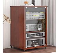 Tqertrtfxa Meubles de Rangement multimédia Portables,Meubles Audio avec étagères réglables,Meubles Gaming AV,Meubles multimédia avec Portes vitrées, Meubles Audio(Brown,57x55x80cm/22.4x21.6x31.5in)