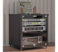 Tqertrtfxa Meubles de Rangement multimédia Portables,Meubles Audio avec étagères réglables,Meubles Gaming AV,Meubles multimédia avec Portes vitrées, Meubles Audio(Black,57x55x60cm/22.4x21.6x23.6in)