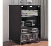 Tqertrtfxa Meubles de Rangement multimédia Portables,Meubles Audio avec étagères réglables,Meubles Gaming AV,Meubles multimédia avec Portes vitrées, Meubles Audio(Black,57x55x80cm/22.4x21.6x31.5in)