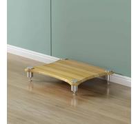 Tqertrtfxa Support stéréo avec Pieds amortisseurs,Meuble Audio/vidéo à Quatre Niveaux,Console multimédia pour lecteurs CD/DVD, Consoles de Jeux et décodeurs TV(Light Walnut,1)