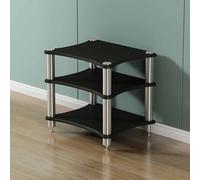 Tqertrtfxa Support stéréo avec Pieds amortisseurs,Meuble Audio/vidéo à Quatre Niveaux,Console multimédia pour lecteurs CD/DVD, Consoles de Jeux et décodeurs TV(Black,3)