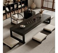 Tqertrtfxa Table à thé Tatami en Bois Massif,Table Basse de Style Japonais pour Baie vitrée, au Sol, Noire pour séjours chez l'habitant, Kang(120 * 60 * 35cm/47.2 * 23.6 * 13.8in)