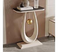Tqertrtfxa Table Basse de condo,Table de Porche en Ardoise,véranda de Salon,Table de Porche d'entrée,Table d'appoint Crease-Moon,Table de Porche en Ardoise(White E,50cm/19.7in)