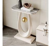 Tqertrtfxa Table Basse de condo,Table de Porche en Ardoise,véranda de Salon,Table de Porche d'entrée,Table d'appoint Crease-Moon,Table de Porche en Ardoise(White C,50cm/19.7in)