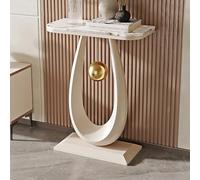 Tqertrtfxa Table Basse de condo,Table de Porche en Ardoise,véranda de Salon,Table de Porche d'entrée,Table d'appoint Crease-Moon,Table de Porche en Ardoise(White B,40cm/15.7in)