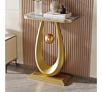 Tqertrtfxa Table Basse de condo,Table de Porche en Ardoise,véranda de Salon,Table de Porche d'entrée,Table d'appoint Crease-Moon,Table de Porche en Ardoise(Gold C,50cm/19.7in)