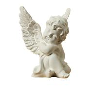 TQGJBS69 Lqz290 Statue d'angle en résine blanche avec chérubin priant pour intérieur et extérieur - Décoration de jardin - 13 cm - Blanc - 9,5 cm