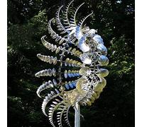 TQJHSTFQ 35CM Moulin à Vent Unique et Magique en métal, Sculptures bougent avec Le Vent, Moulin à Vent Solaire pour Cour, pelouse, terrasse, Jardin, Sculptures cinétiques