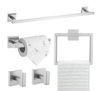 TQKAG Ensemble de 5 pièces de matériel de salle de bain en nickel brossé classique à fixation murale en acier inoxydable SUS304 comprenant une barre de serviette simple de 60 cm, un support de papier