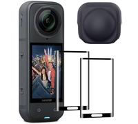 TQLGY Film de protection d'écran et bouchon d'objectif pour Insta 360 X5 Accessoires, Insta 360 X5/Insta 360 X4 en verre trempé et bouchon d'objectif en silicone, ultra HD, dureté 9H, résistant aux