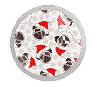 Tqmspg Lot de 4 poignées de tiroir drôles en forme de chiot avec chapeau de Noël en forme de patte de patte pour cuisine, armoire, quincaillerie de meubles