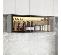 Tqoiozxa Armoire Murale en Aluminium avec Porte vitrée, Rangement Maquillage, Armoire à Pharmacie, Personnalisable pour Salon, Cuisine, Salle de Bain, entrée(B,120CM/47.2IN)