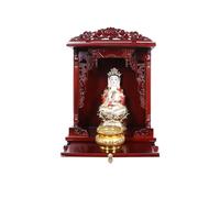 Tqoiozxa Autel bouddhiste en bois mural/table de méditation pour sanctuaire domestique, vitrine de statues Pooja, avec tiroir pour hommage Pooja et encens (Rosewood,XL)