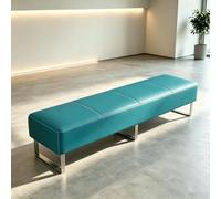 Tqoiozxa Banc de Hall Modern en Cuir PU, Siège Zone de Réception | Mobilier de Salle d'Attente Rembourré avec Base Métal pour Bureau & Salon(Lake Blue,180cm/70.8in)