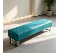 Tqoiozxa Banc de Hall Modern en Cuir PU, Siège Zone de Réception | Mobilier de Salle d'Attente Rembourré avec Base Métal pour Bureau & Salon(Lake Blue,120cm/47.2in)