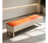Tqoiozxa Banc de Hall Modern en Cuir PU, Siège Zone de Réception | Mobilier de Salle d'Attente Rembourré avec Base Métal pour Bureau & Salon(Grey-Orange,120cm/47.2in)