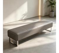 Tqoiozxa Banc de Hall Modern en Cuir PU, Siège Zone de Réception | Mobilier de Salle d'Attente Rembourré avec Base Métal pour Bureau & Salon(Gray,150cm/59in)