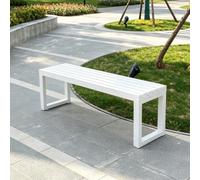 Tqoiozxa Banc de Jardin sans Dossier, Banc Public en Acier Galvanisé Résistant aux Intempéries pour Terrasse, École, Parc & Jardin, Design Moderne(White,100cm/39.3in)